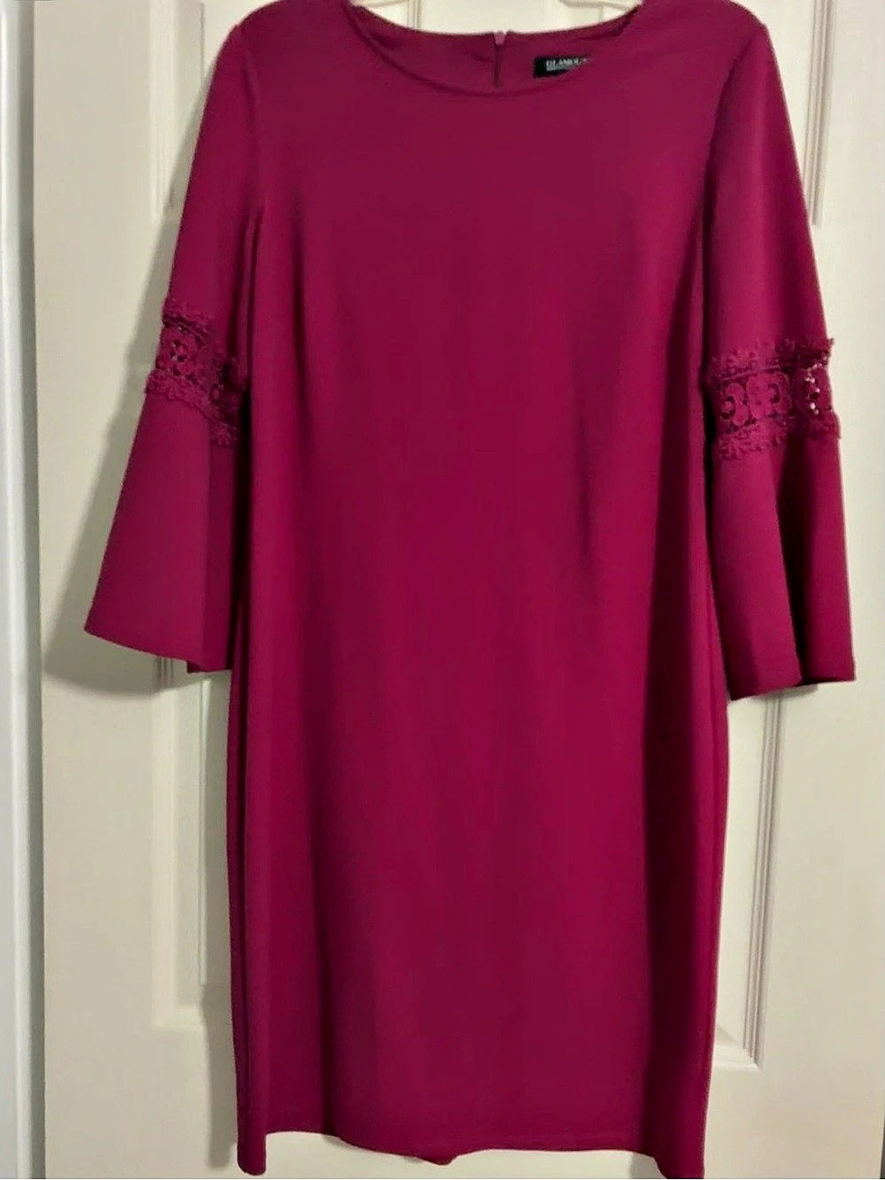 Glamour Lace Sleeve Midi Dress in Pink Size 12 Like New